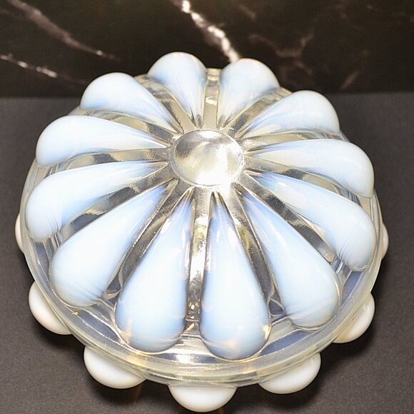 Vintage Fenton Opalescent Tear Drop Trinket/Vanity Dish With Fenton Label - Picture 2 of 6